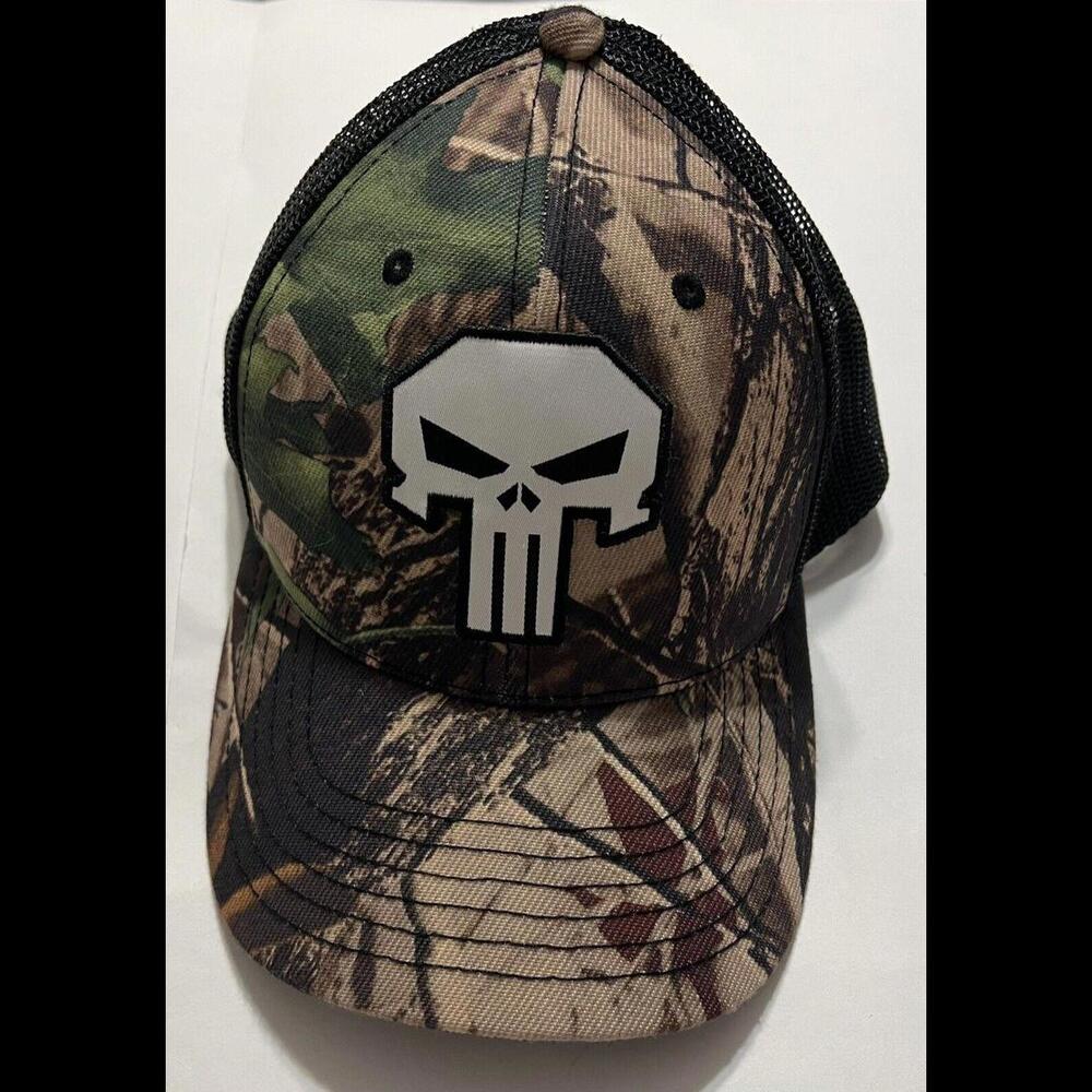 Marvel Punisher Boys 14 And Up One Size Fits Most Baseball Cap Camo With Logo
